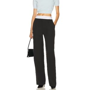 Alexander Wang logo waist pleated trousers in black